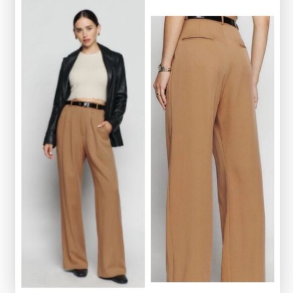 Reformation Mason Pants, In Camel size 12 NWT $178 - Picture 1 of 6